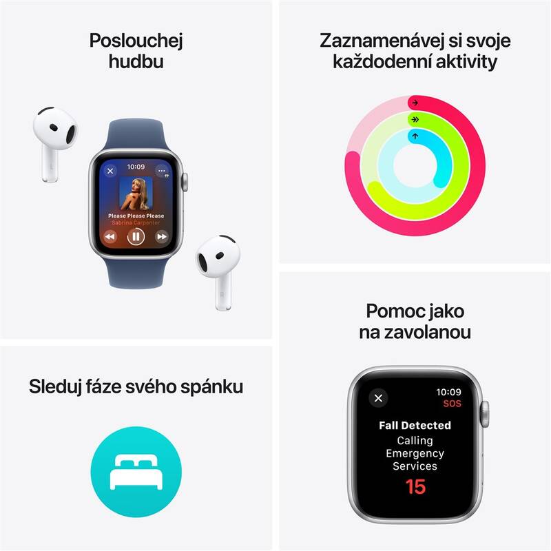 Apple Watch SE (2024) GPS 40 mm Hvězdně bílý hliník s hvězdně bílým sportovním řemínkem S/M - Obrázek 3