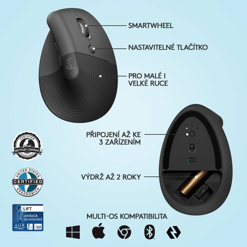 Logitech Lift Vertical Ergonomic (910-006473) šedá - Obrázek 5