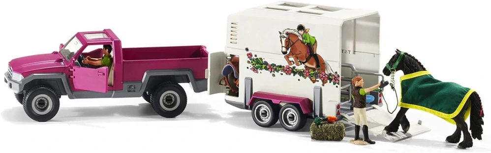 Schleich Pick-up s koňským přívěsem - Obrázek 2