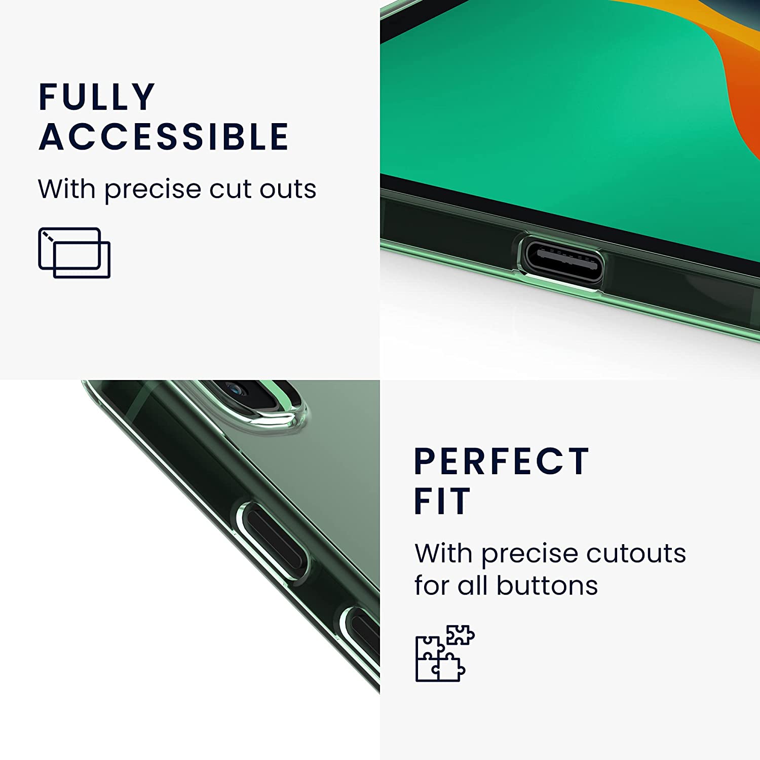 kwmobile Silikonové pouzdro průhledné Samsung Galaxy Tab S6 Lite (2022) / (2020) / (2024) - zelené - Obrázek 3