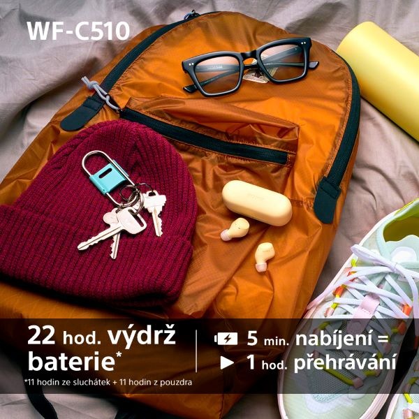 Sluchátka Sony WF-C510 - bílá, výdrž baterie