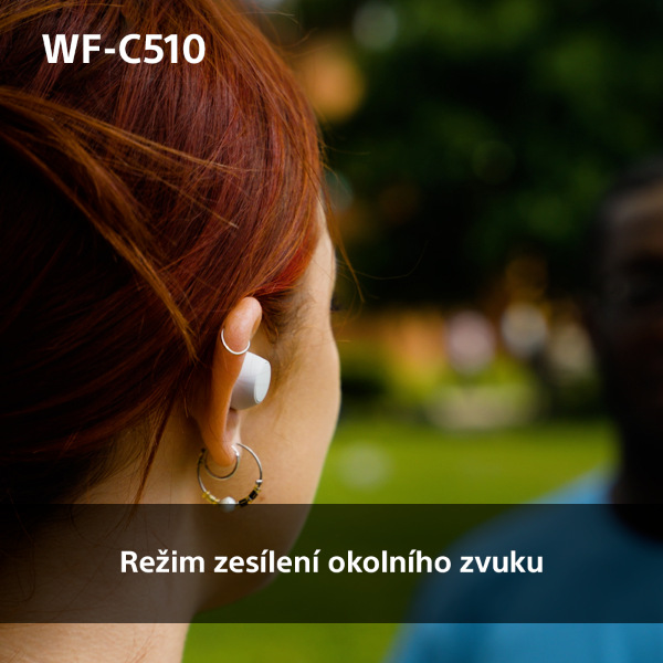Sluchátka Sony WF-C510 - bílá, režim zesílení okolního zvuku