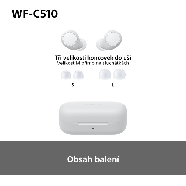 Sluchátka Sony WF-C510 - bílá, obsah balení